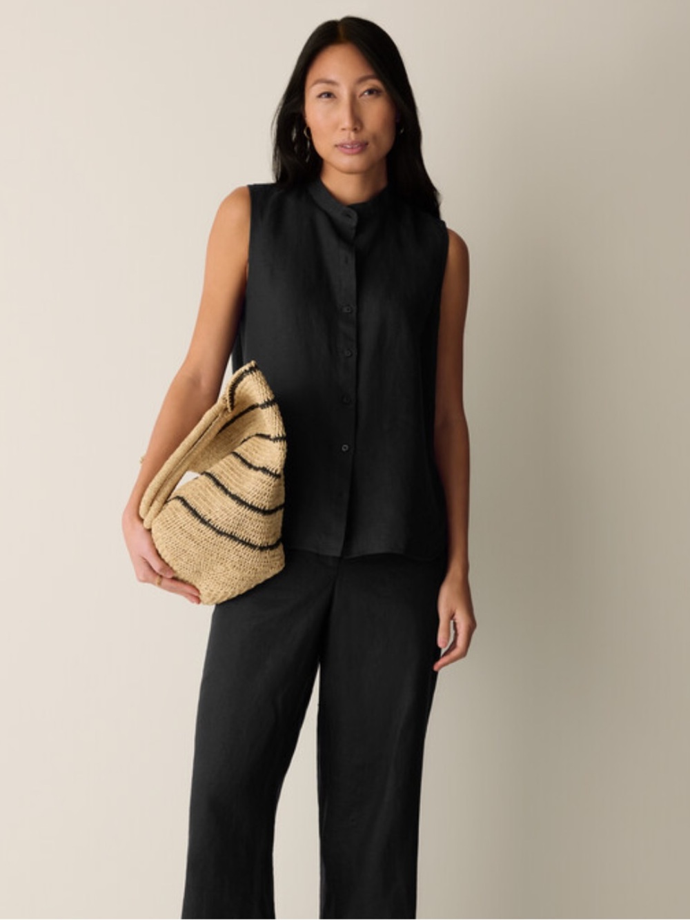 Eileen Fisher Organic Handkerchief Linen Sleeveless Shirt